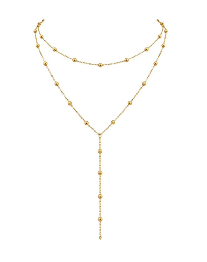 Beaded layered drop in gold