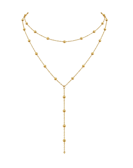Beaded layered drop in gold