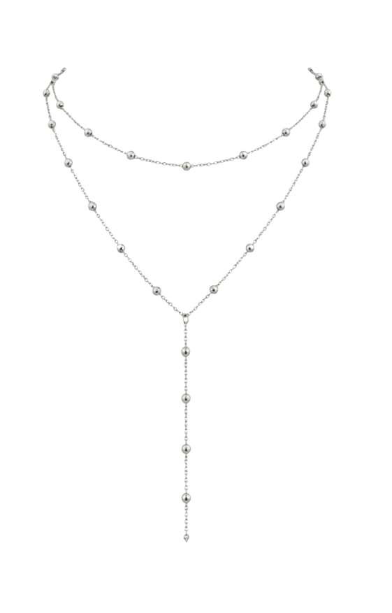 Beaded layered drop in silver