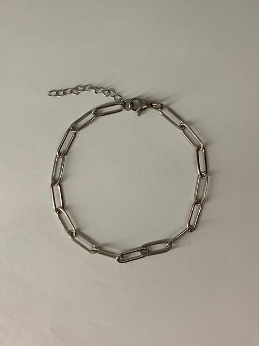 Paperclip silver bracelet
