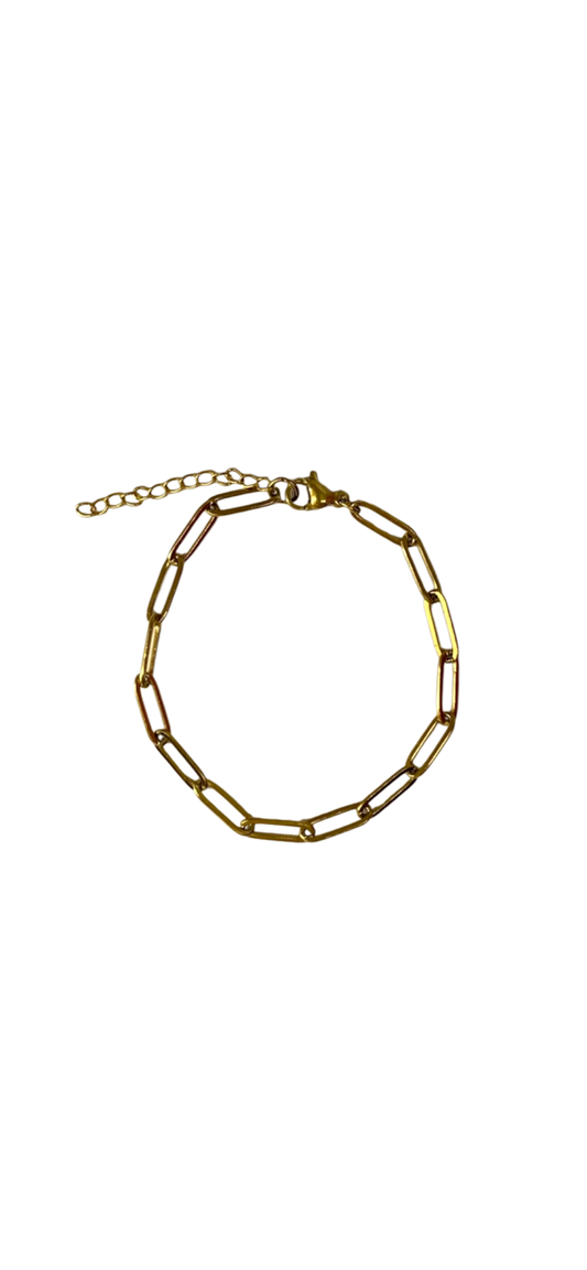 Paperclip gold bracelet